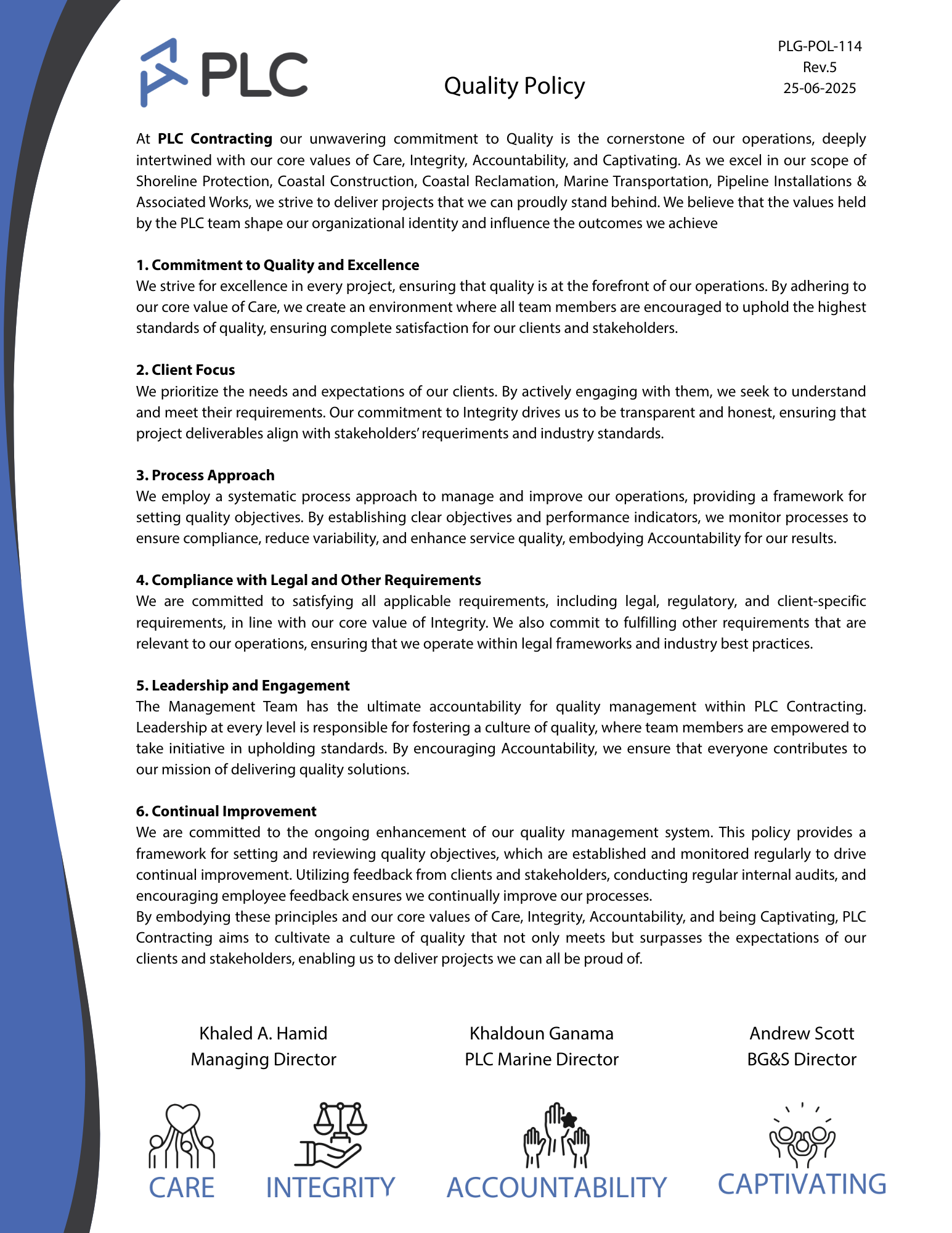 PLC Quality Policy